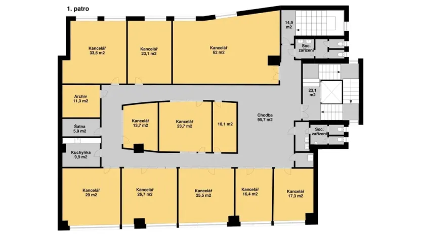 Pronájem kanceláře, Praha, Na příkopě, 460 m2