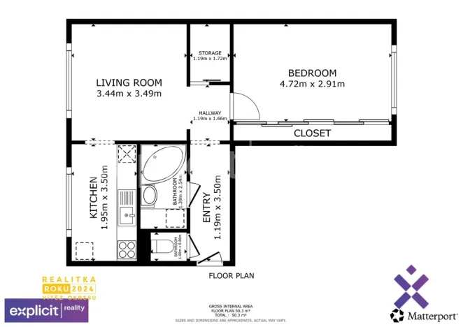Pronájem bytu 2+1, Zlín - Malenovice, Husova, 48 m2