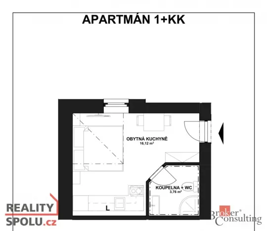 Prodej bytu 1+kk, Horní Lhota, 19 m2