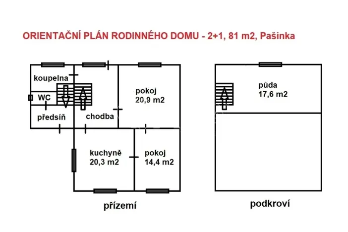 Pronájem rodinného domu, Pašinka, 81 m2