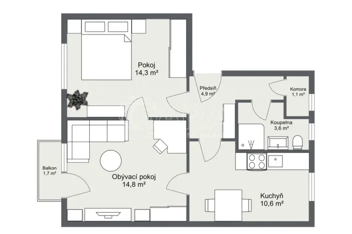 Pronájem bytu 2+1, Strakonice, Mírová, 51 m2