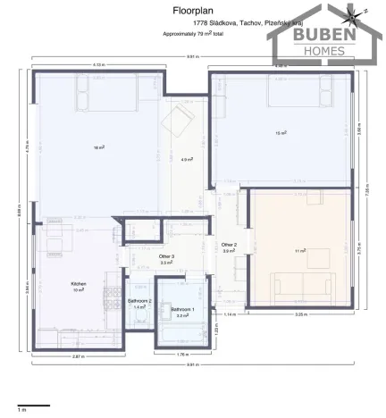 Pronájem bytu 3+1, Tachov, Sládkova, 82 m2