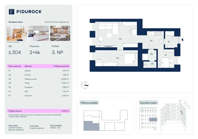 Prodej bytu 2+kk, Brno, Stará, 68 m2