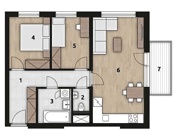 Pronájem bytu 3+kk, Praha - Hlubočepy, Fabiánové, 60 m2