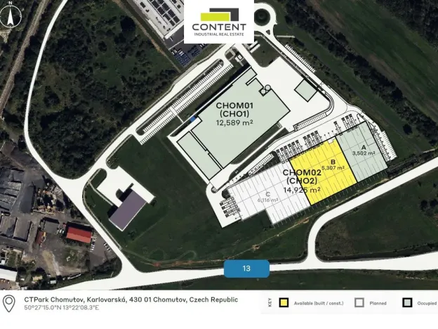 Pronájem skladu, Chomutov, Karlovarská, 5307 m2