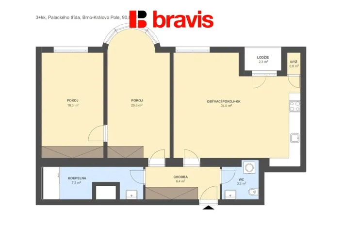 Prodej bytu 3+kk, Brno - Královo Pole, Palackého třída, 93 m2