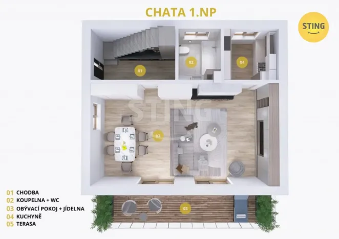 Prodej rodinného domu, Unhošť, Dědkův mlýn, 72 m2