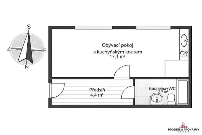 Prodej bytu 1+kk, Praha - Letňany, Místecká, 25 m2