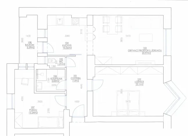 Prodej bytu 3+1, Brno, Tržní, 90 m2