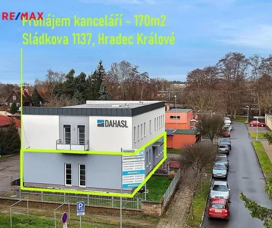 Pronájem kanceláře, Hradec Králové - Slezské Předměstí, Sládkova, 170 m2