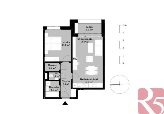 Pronájem bytu 2+kk, Praha - Modřany, Kolmanova, 56 m2