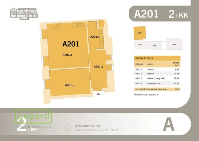 Prodej bytu 2+kk, Velké Přílepy, Pražská, 60 m2
