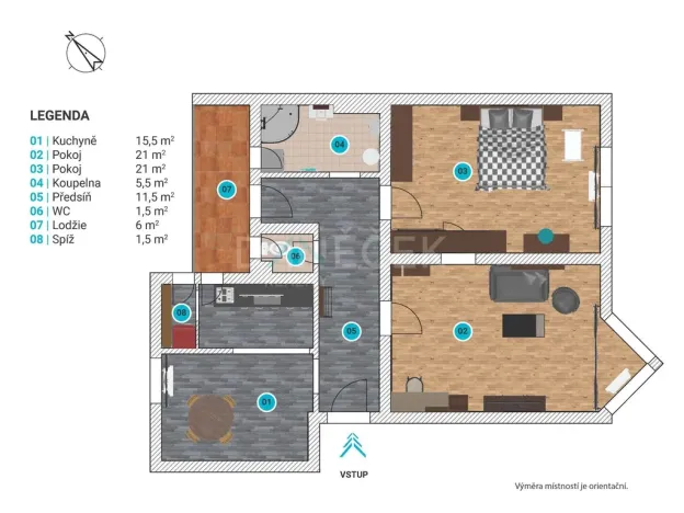 Prodej bytu 2+1, Brno - Černovice, Tržní, 83 m2