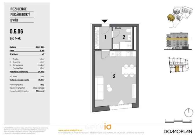 Pronájem bytu 1+kk, Brno, Bratislavská, 36 m2
