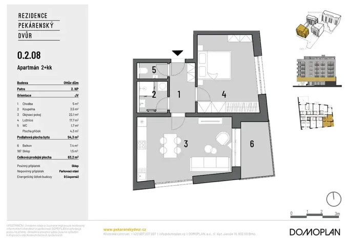 Prodej bytu 2+kk, Brno, Bratislavská, 54 m2