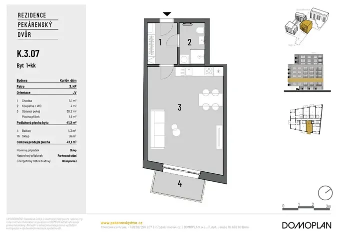 Prodej bytu 1+kk, Brno, Bratislavská, 41 m2