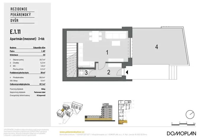 Prodej bytu 3+kk, Brno, Bratislavská, 75 m2