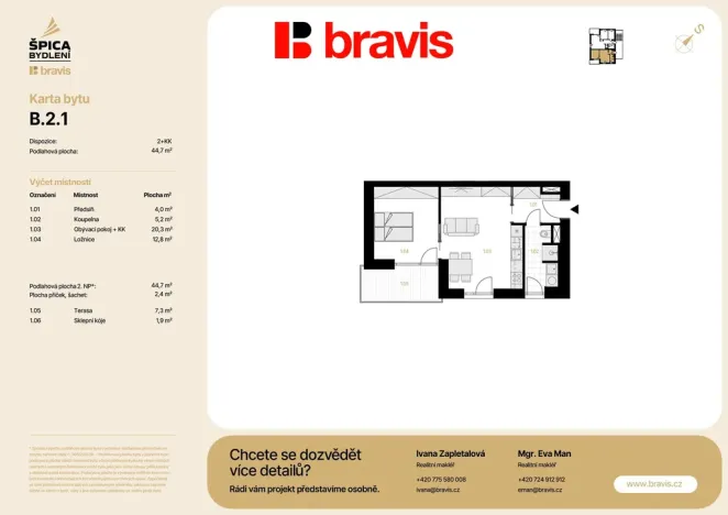 Prodej bytu 2+kk, Brno, Sokolnická, 44 m2