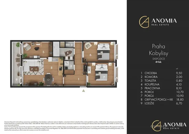 Prodej bytu 4+kk, Praha - Kobylisy, Třebenická, 73 m2