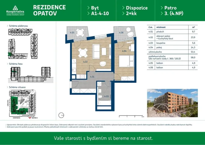 Pronájem bytu 2+kk, Praha - Chodov, Líbalova, 58 m2