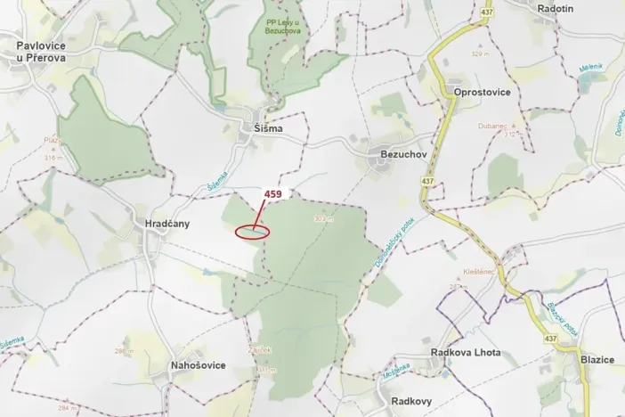 Dražba lesa, Hradčany-Kobeřice, 1895 m2