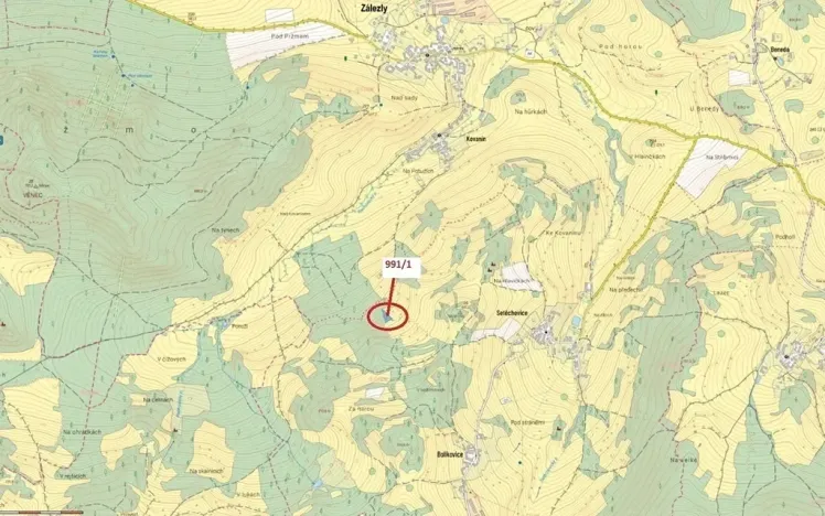 Dražba pozemku, Zálezly, 1482 m2