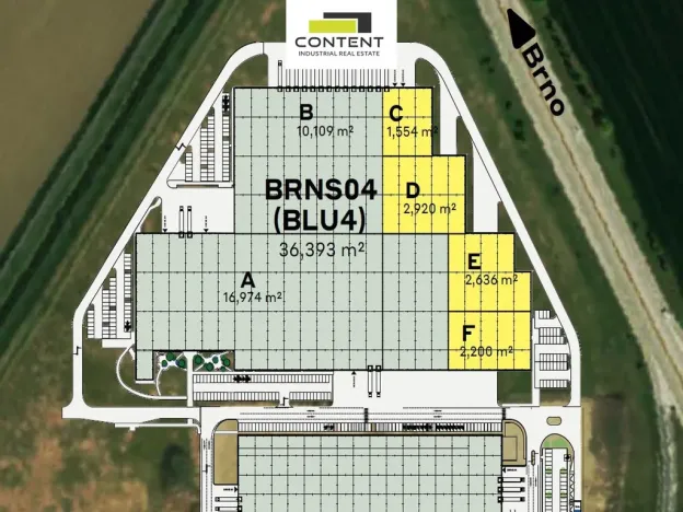 Pronájem výrobních prostor, Blučina, 1554 m2