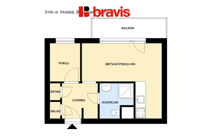 Pronájem bytu 2+kk, Brno - Starý Lískovec, Irkutská, 44 m2
