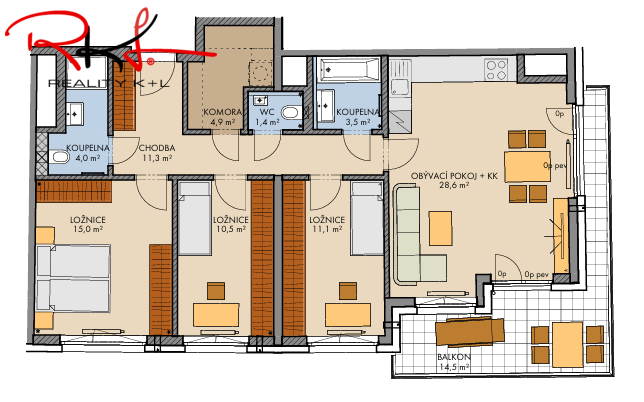 Prodej bytu 4+kk, Praha - Chodov, 96 m2