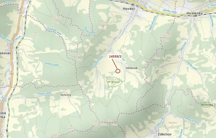 Dražba lesa, Hovězí, 605 m2