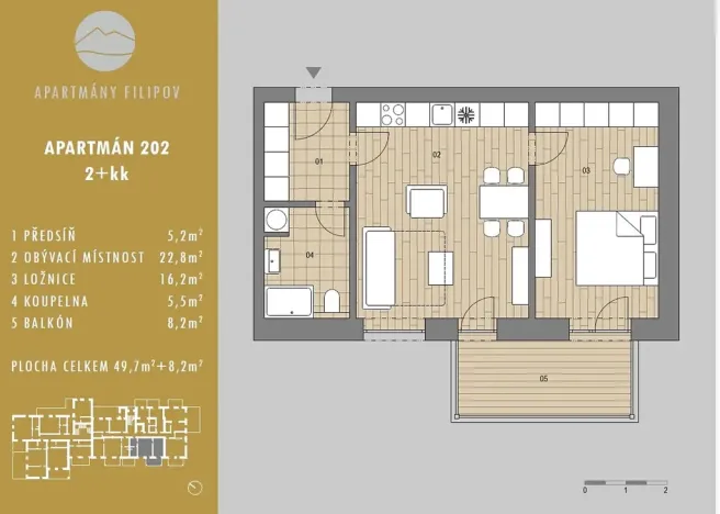 Prodej apartmánu, Javorník, 49 m2
