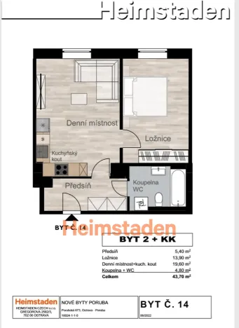 Pronájem bytu 2+kk, Ostrava - Poruba, Porubská, 44 m2