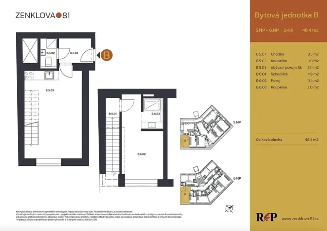 Prodej bytu 2+kk, Praha - Libeň, Zenklova, 48 m2