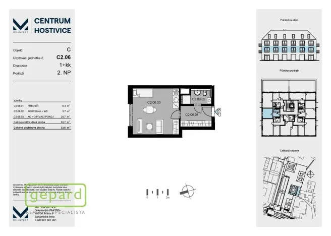 Pronájem bytu 1+kk, Hostivice, Cihlářská, 30 m2