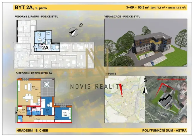 Prodej bytu 3+kk, Cheb, Hradební, 77 m2