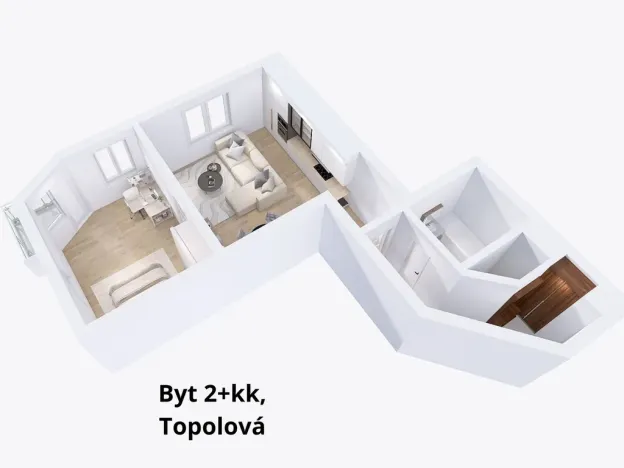 Pronájem bytu 2+kk, Olomouc - Slavonín, Topolová, 56 m2