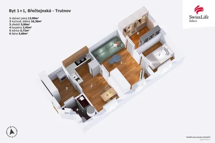 Prodej bytu 1+1, Trutnov, Břečtejnská, 41 m2