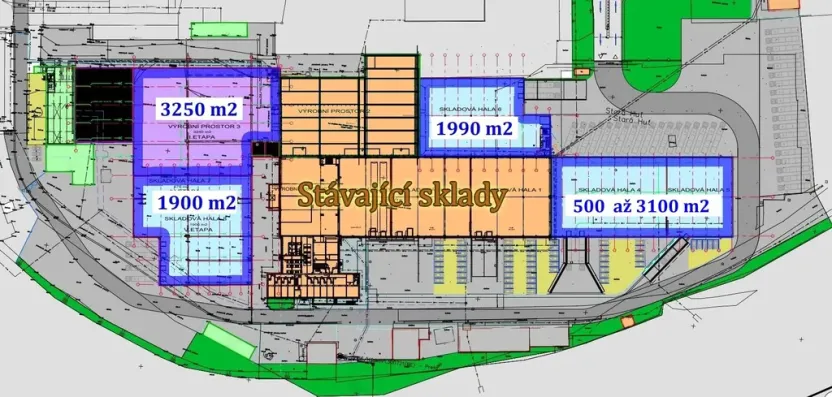 Pronájem skladu, Hýskov, Na Břasích, 1000 m2