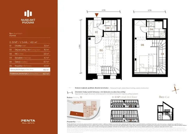 Pronájem bytu 2+kk, Praha - Nusle, Vrtbova, 43 m2
