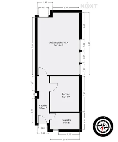 Pronájem bytu 2+kk, Hostivice, Unhošťská, 45 m2