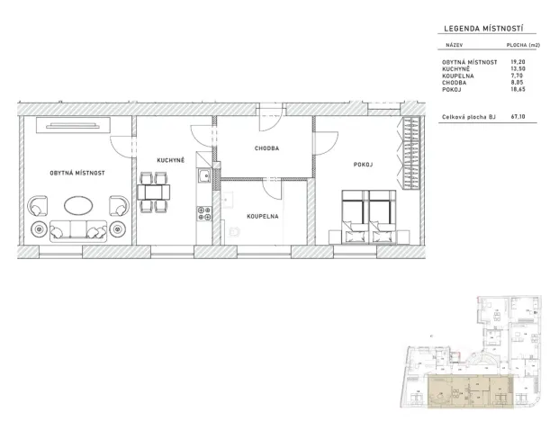Pronájem bytu 2+1, Děčín, Plzeňská, 67 m2
