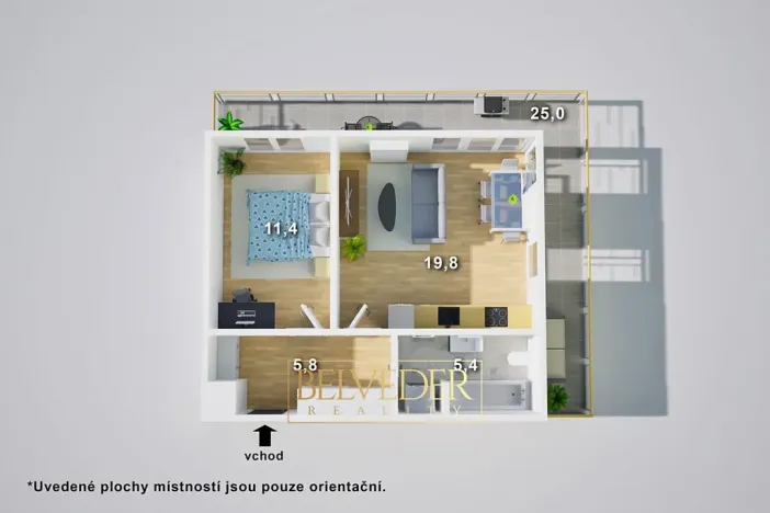 Prodej bytu 2+kk, Praha - Hodkovičky, Šenácká, 53 m2