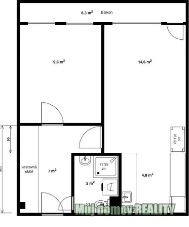 Pronájem bytu 2+kk, Praha - Kobylisy, Mirovická, 47 m2