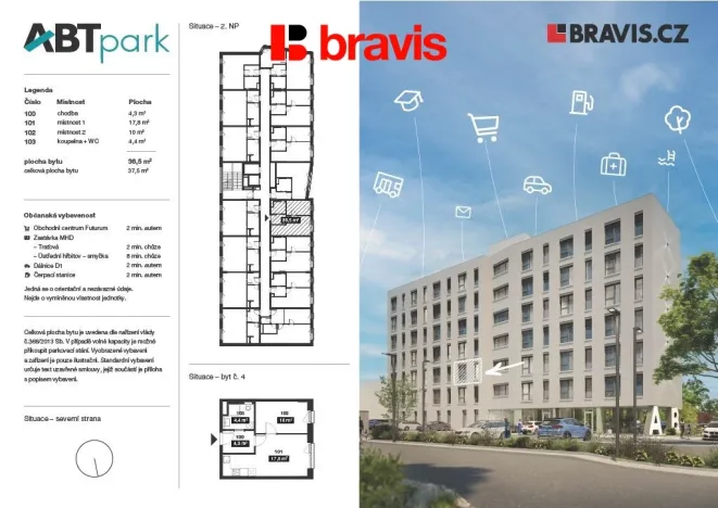 Pronájem bytu 2+kk, Brno - Horní Heršpice, Bohunická, 38 m2