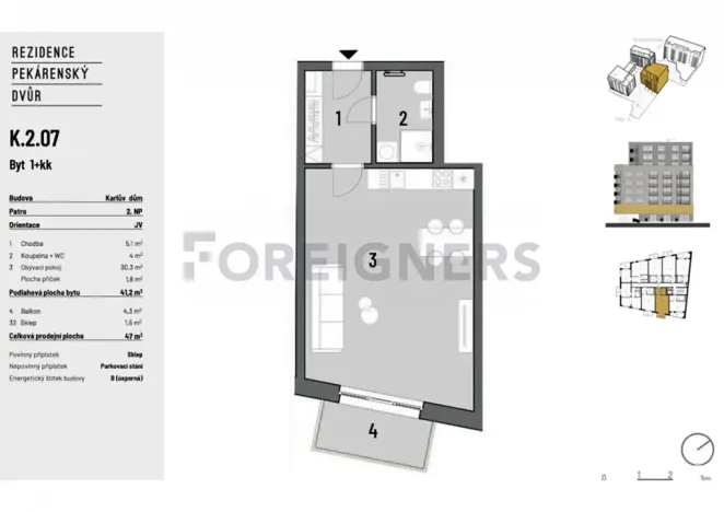 Pronájem bytu 1+kk, Brno, Bratislavská, 41 m2