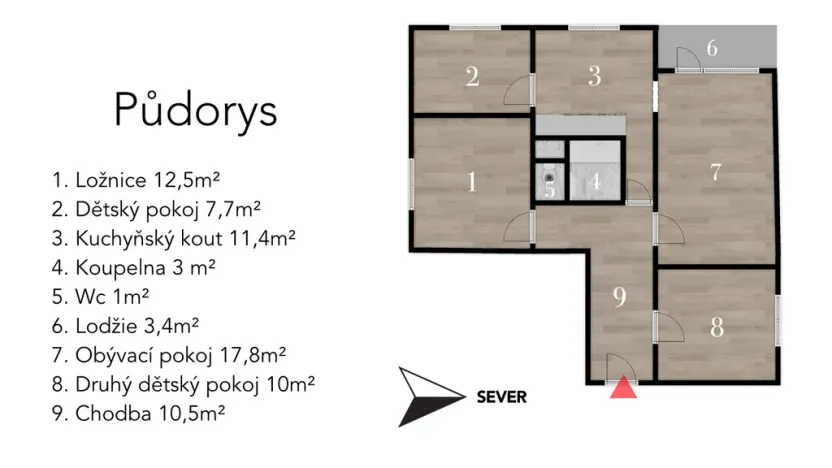 Prodej bytu 4+1, Mladošovice, 80 m2