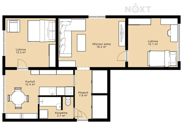 Prodej bytu 3+1, České Budějovice, Lidická tř., 65 m2