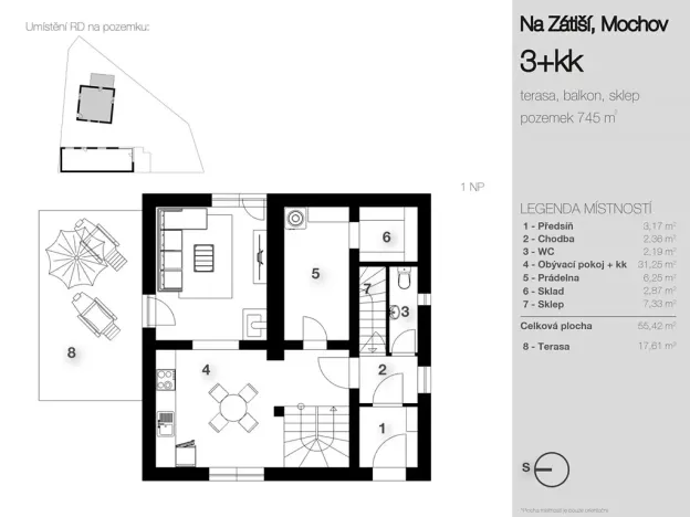 Pronájem rodinného domu, Mochov, Na Zátiší, 183 m2