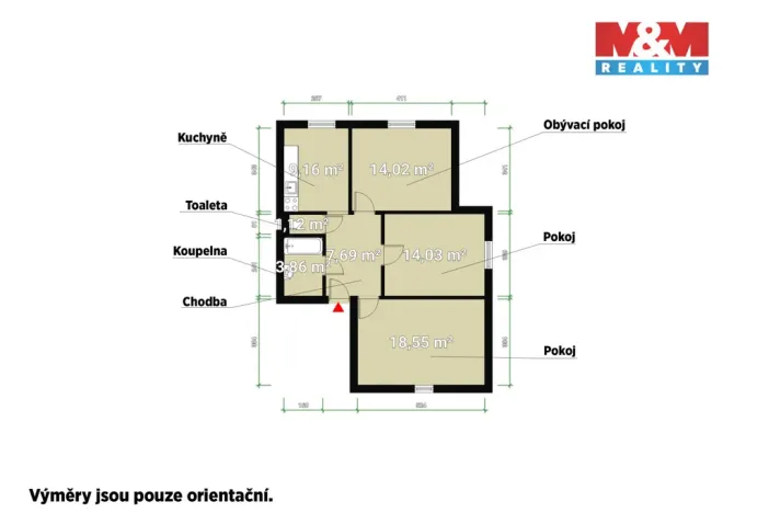 Prodej bytu 3+1, Měčín, Za Rybníkem, 75 m2