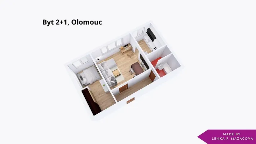 Pronájem bytu 2+1, Olomouc - Nové Sady, Fischerova, 43 m2